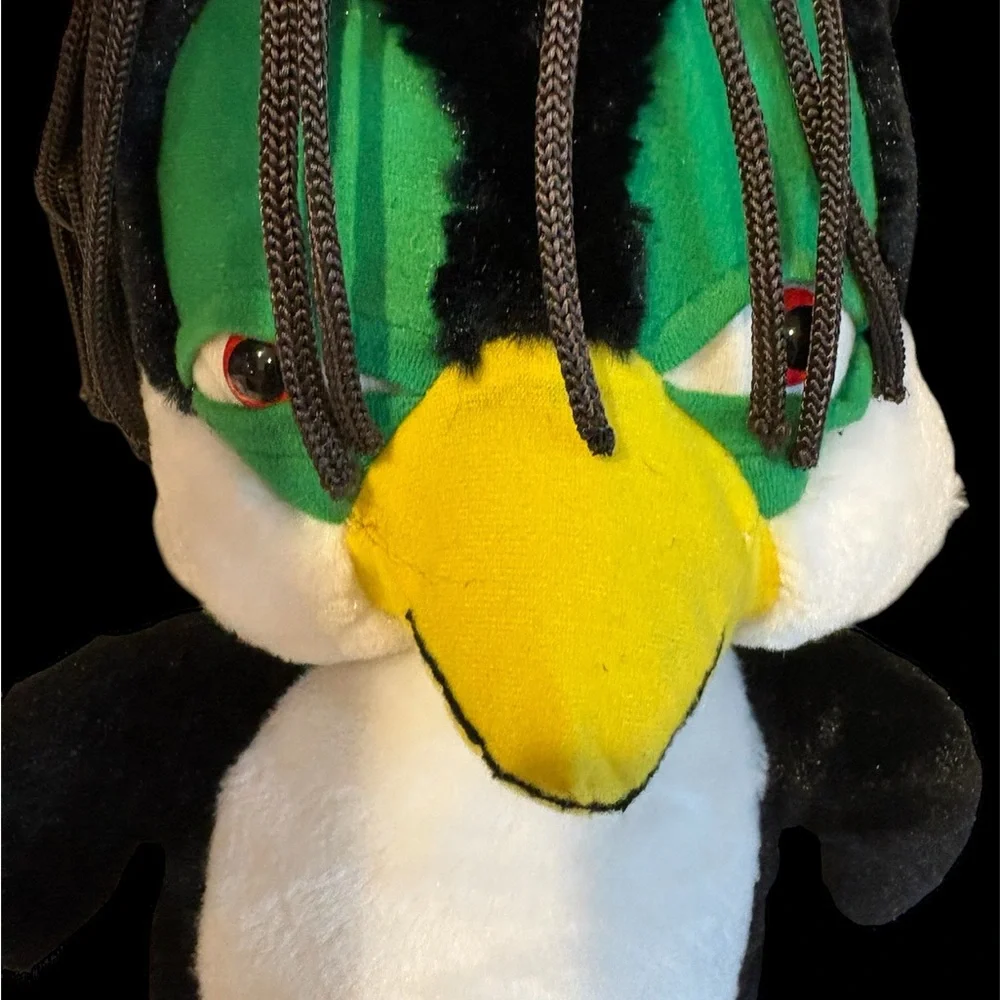Rasta Penguin Plush Toy - Black, White, Yellow, Green, Red